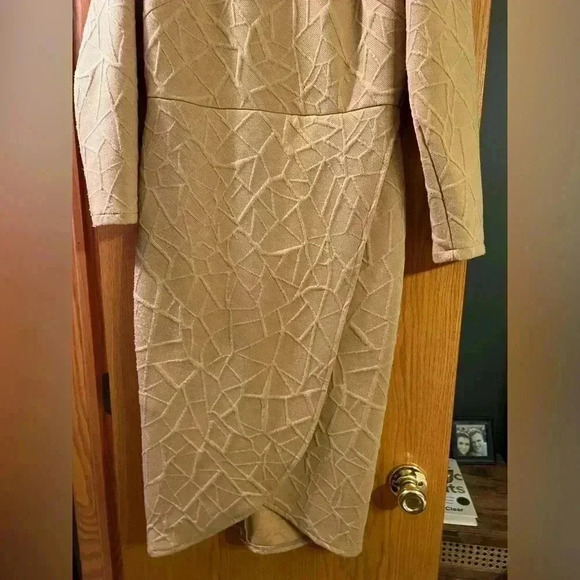 IVY CITY Faux wrap textured dress Mockneck Dress L - Picture 4 of 9